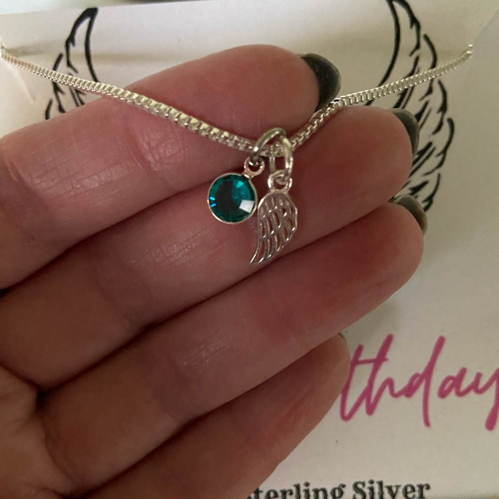 - Angel Wing Birthday Charm • Birthstone Nec… - Picture 6 of 11